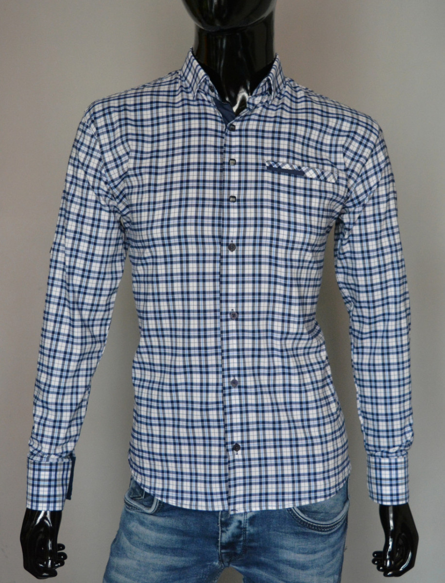 

Мужская рубашка DressCode Турция XL белая в синюю клетку 2286