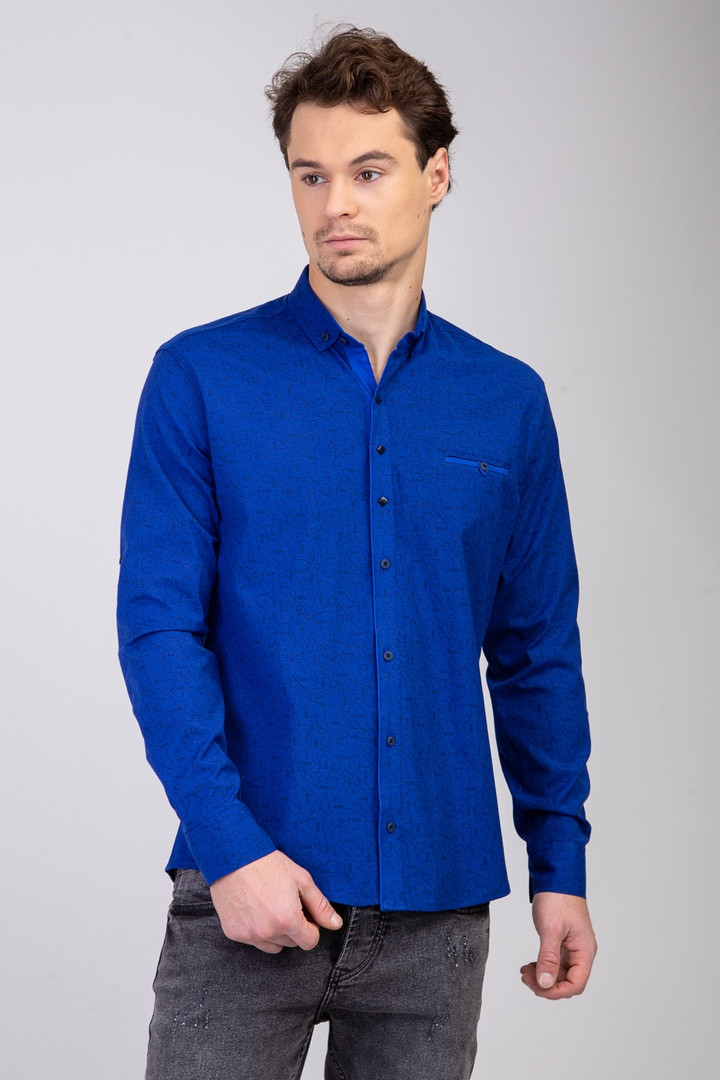 

Мужская рубашка DressCode Турция 3XL синяя с узором 2457