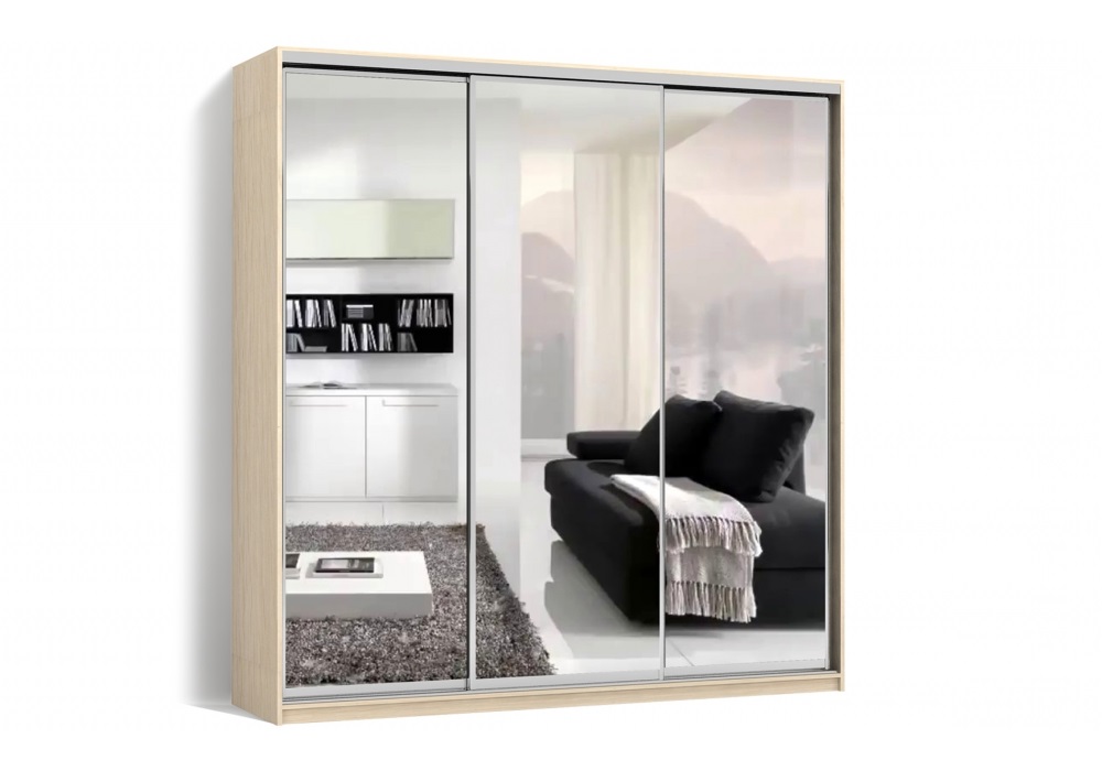 

Шкаф-купе Luxe 3 двери Зеркало/Зеркало/Зеркало CLS - I 220 x 210 x 45 см цвет Дуб молочный