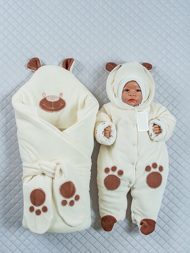 

Комплект на выписку зимой Lari Little Bear 56 молочный