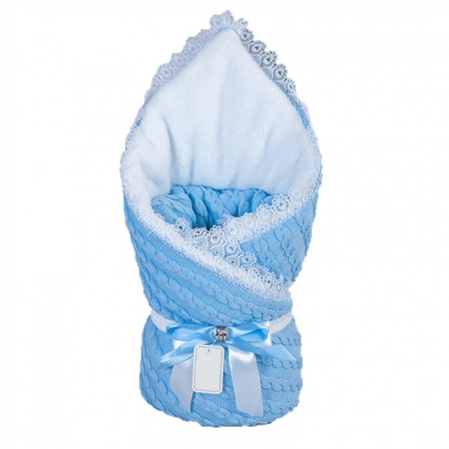 

Летний конверт на выписку Lari Косичка 85х85 см голубой