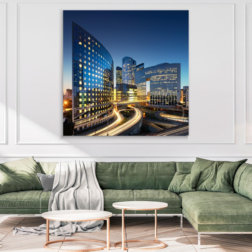 

Картина на холсте Архитектура Skyscrapers And Light Trails 50х65 см.