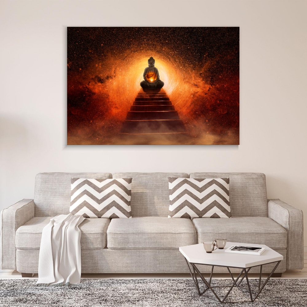 

Картина на холсте Йога и медитация Buddha At The End Of The Stairs 45х60 см.