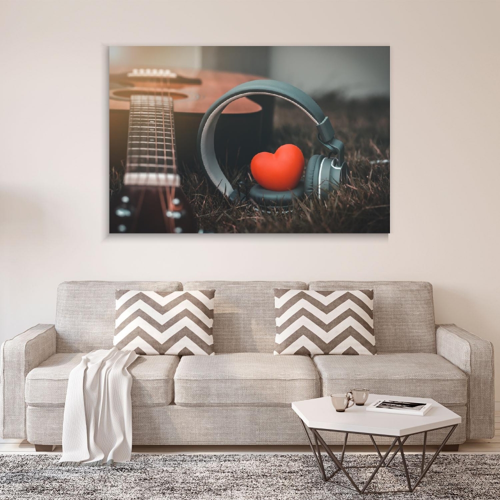 

Картина на холсте Музыка Red Heart And Headphones 90х120 см.