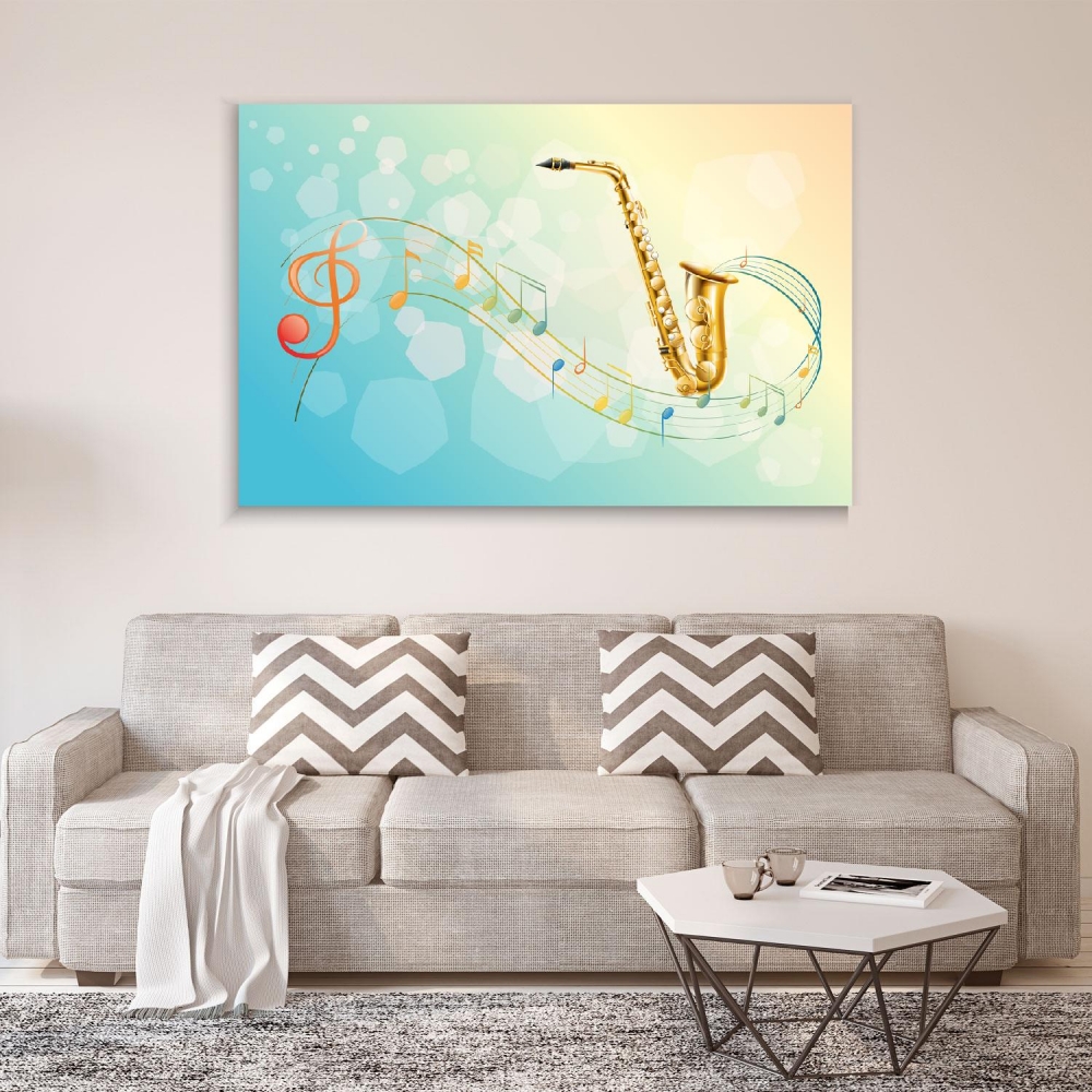 

Картина на холсте Музыка Saxophone And Musical Symbols 70х140 см.