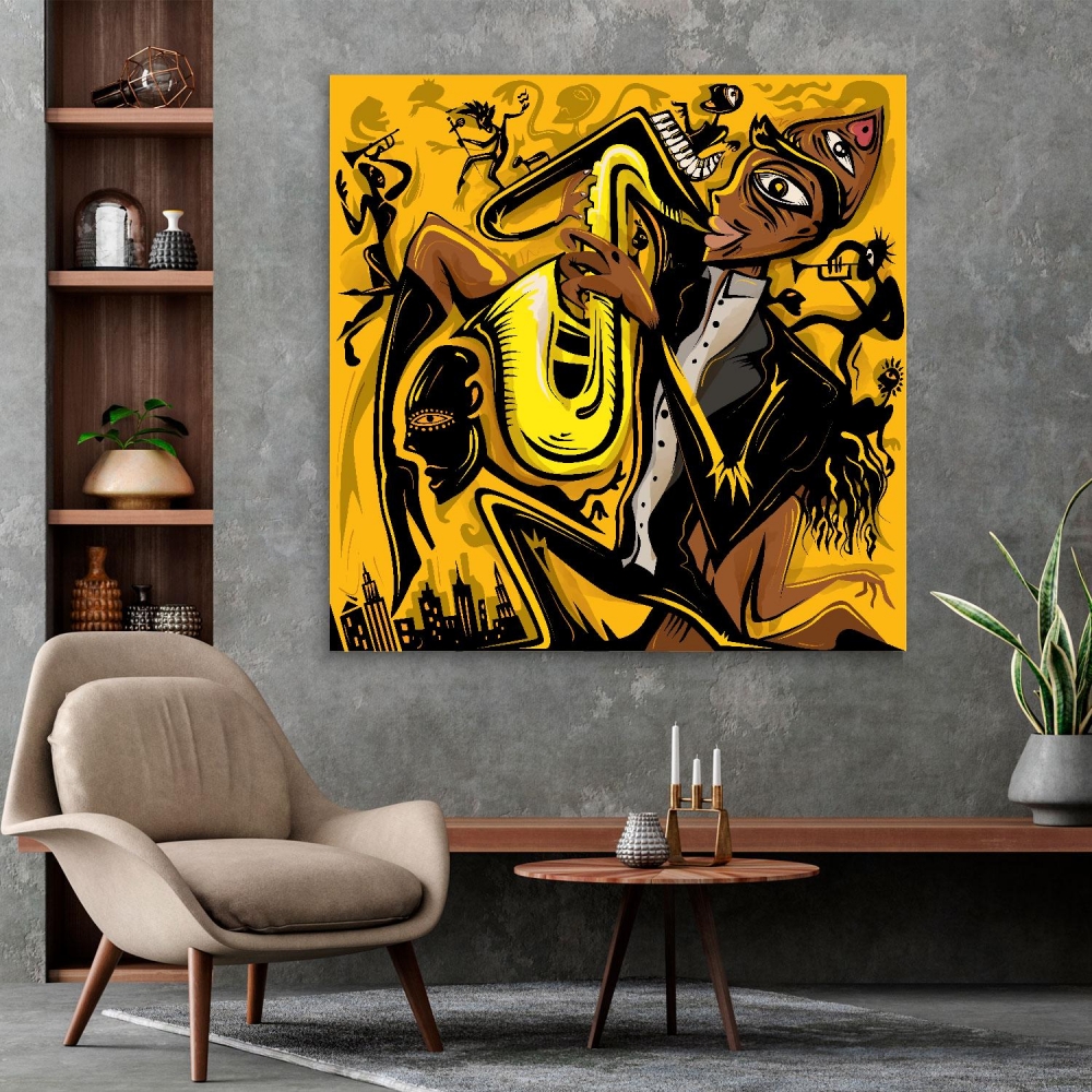 

Картина на холсте Музыка Saxophonist Of The City 60х60 см.