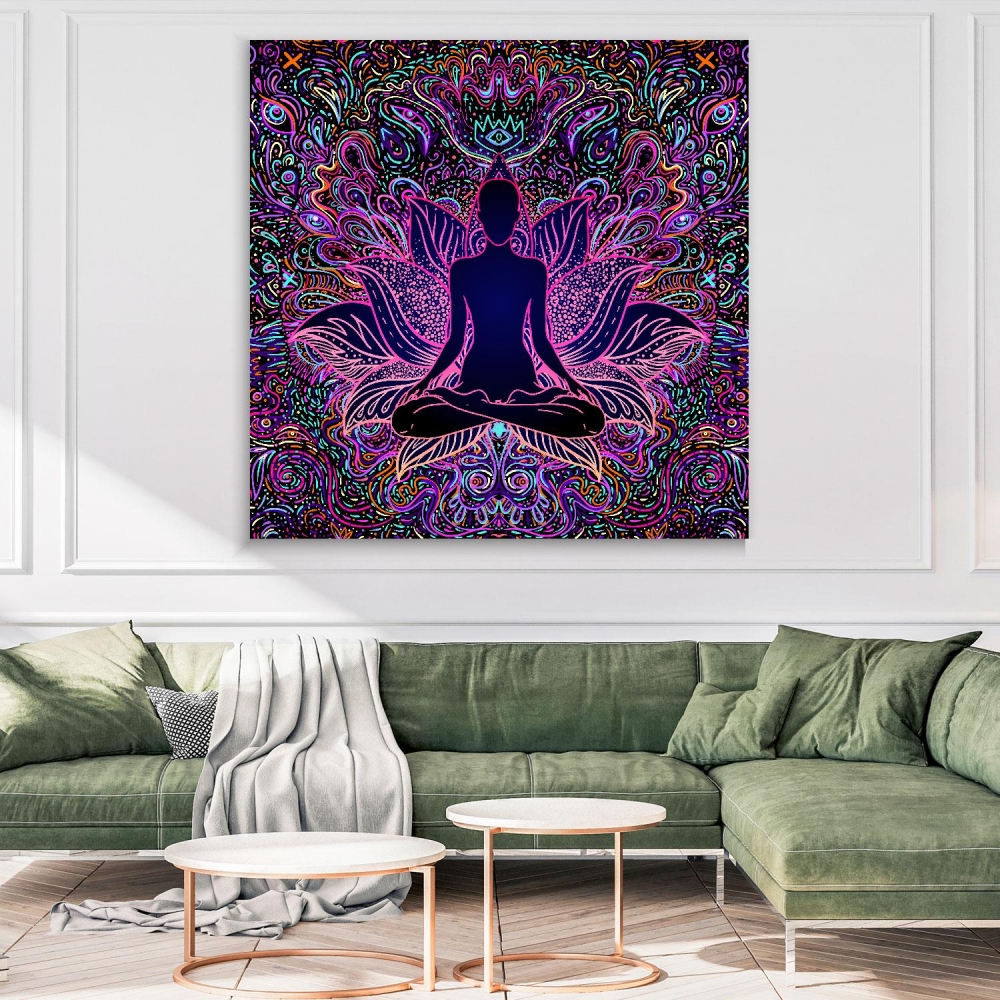 

Картина на холсте Psy Art Sitting Buddha Over Colorful Neon Background 60х60 см.