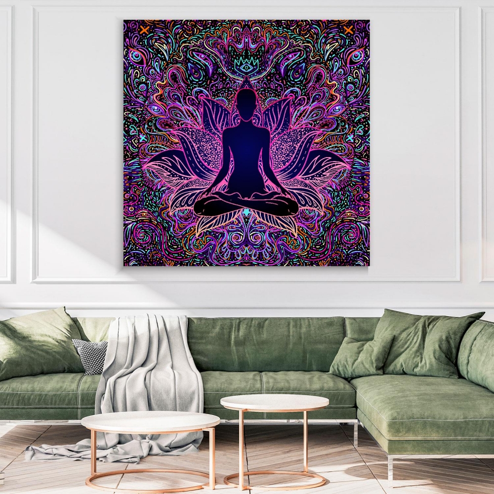 

Картина на холсте Psy Art Sitting Buddha Over Colorful Neon Background 70х70 см.