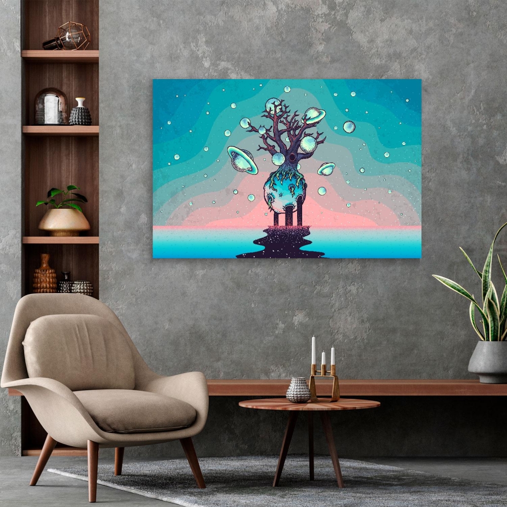 

Картина на холсте Psy Art Mystery Tree On The Moon In Deep Space 90х120 см.