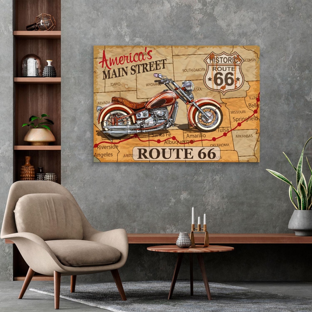 

Картина на холсте Винтаж Histiric Route 66 45х60 см.