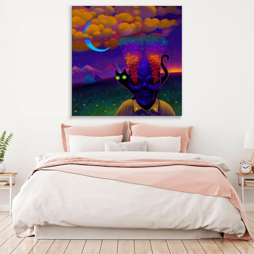 

Картина на холсте Psy Art Skeleton With A Cat 80х80 см.