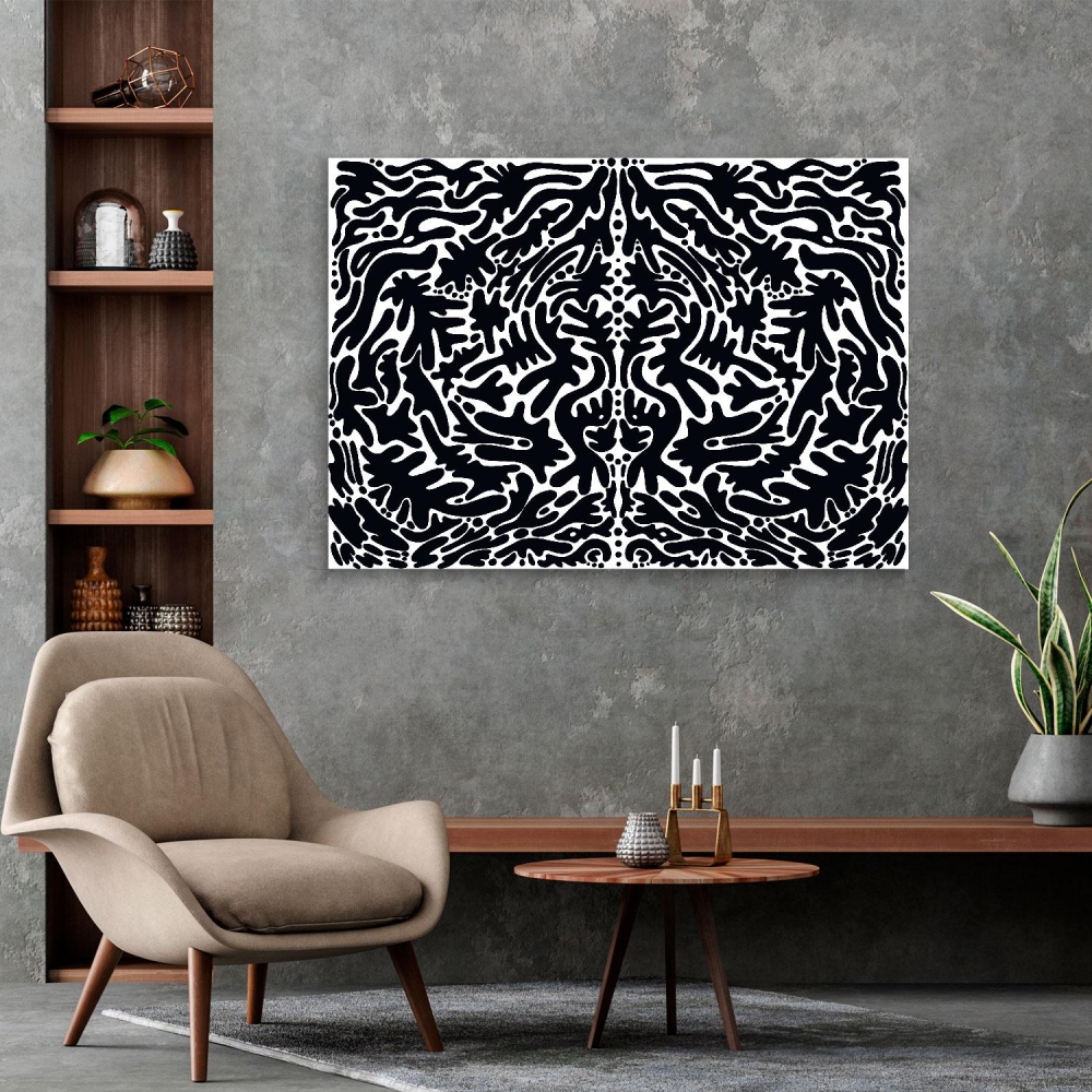 

Картина на холсте Psy Art Black And White Psychedelic Abstract Shamanic Ornament 70х140 см.
