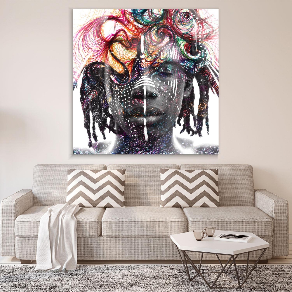 

Картина на холсте Psy Art African Man With Traditional Face Paint 90х90 см.