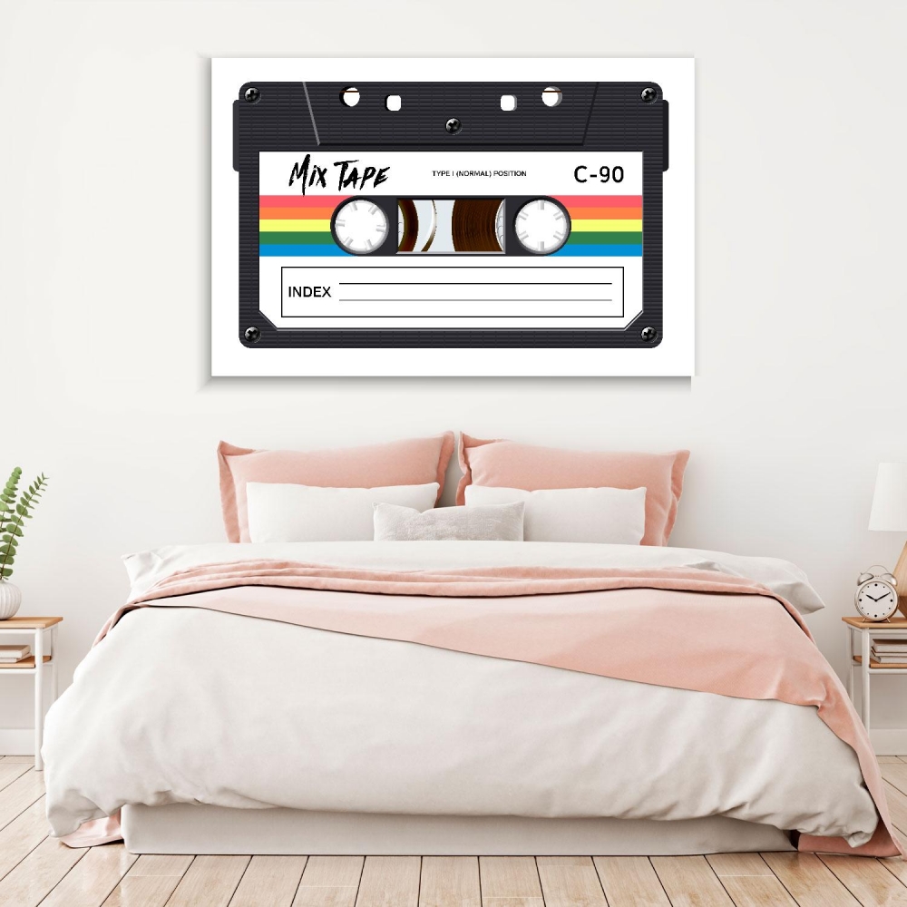 

Картина на холсте Винтаж Retro Cassette 80s 40х80 см.