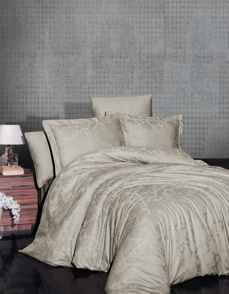 

Комплект постельного белья First Choice Satin Jacquard Cotton Евро сатин-жаккард арт.Saral Bej
