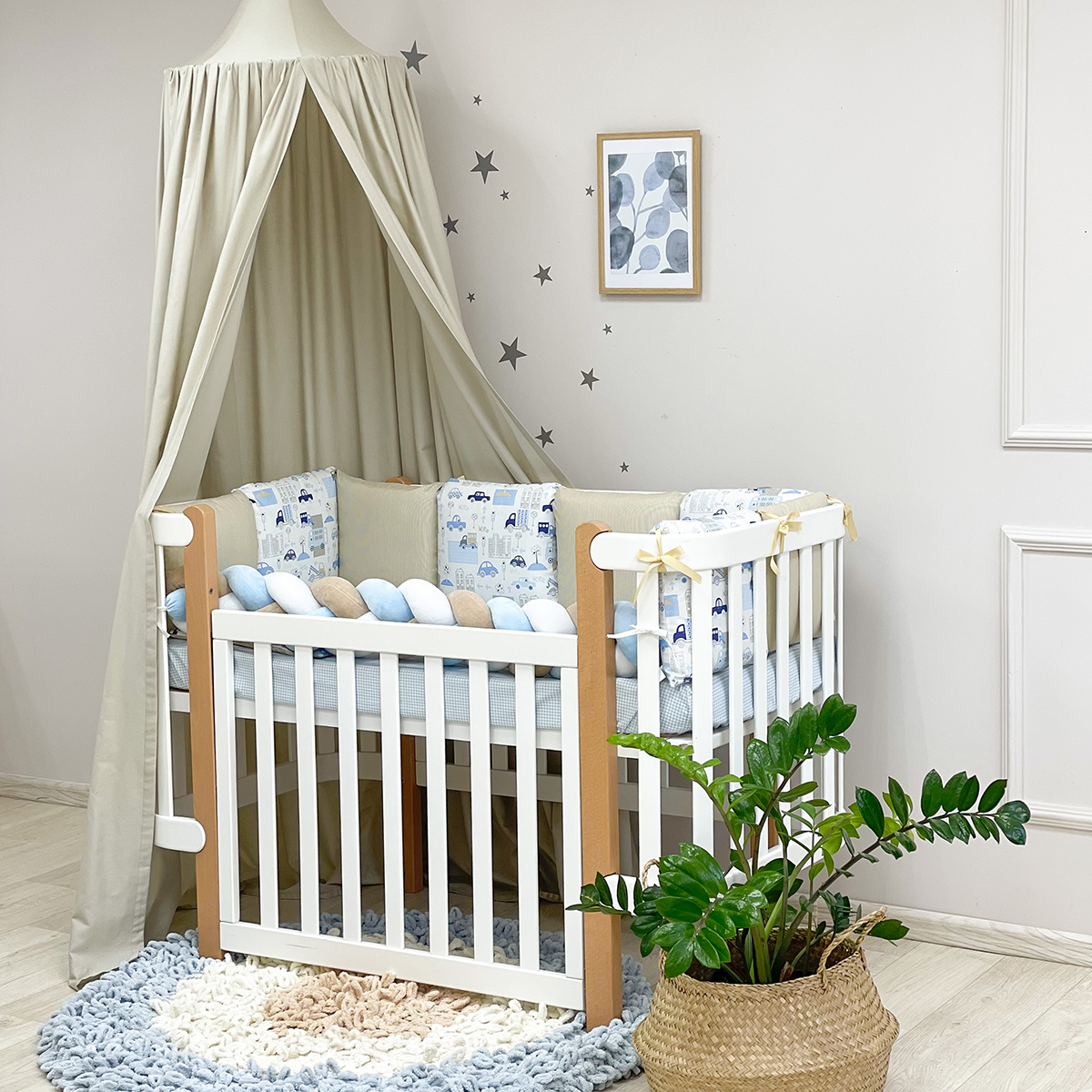 

Комплект в кроватку Маленькая соня Happy night City поплин стандарт/овал с бортиками 6 предметов детский арт.02107108