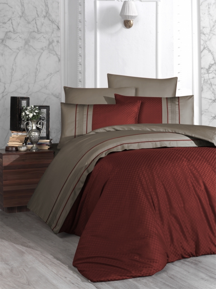 

Комплект постельного белья First Choice Satin Cotton Deluxe Евро сатин арт.Square Duet Cinnamon - Mink