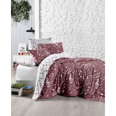 

Комплект постельного белья First Choice Ranforce Евро ранфорс арт.Major Dark Red