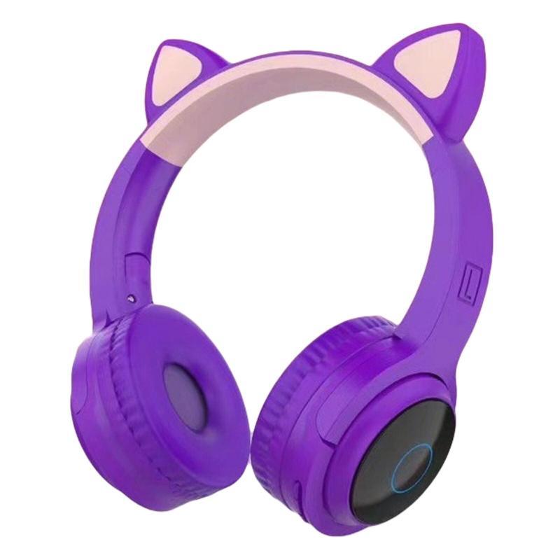 

Беспроводные Наушники с кошачьими Ушками с подсветкой + поддержка MicroSD Cat Ear XY-203 Фиолетовые