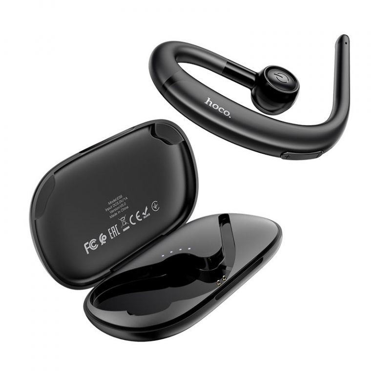 

Bluetooth-гарнитура для телефона с зарядным чехлом HOCO Shine business BT headset E56 Черный