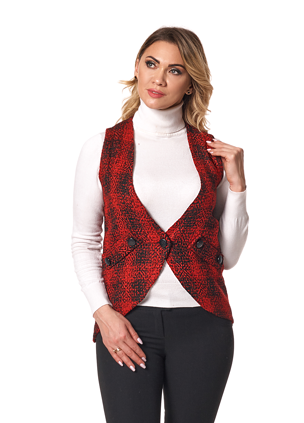 

Жилетка UT KR363 1158  красный с черным, Жилетка UT KR363 1158 44 красный с черным