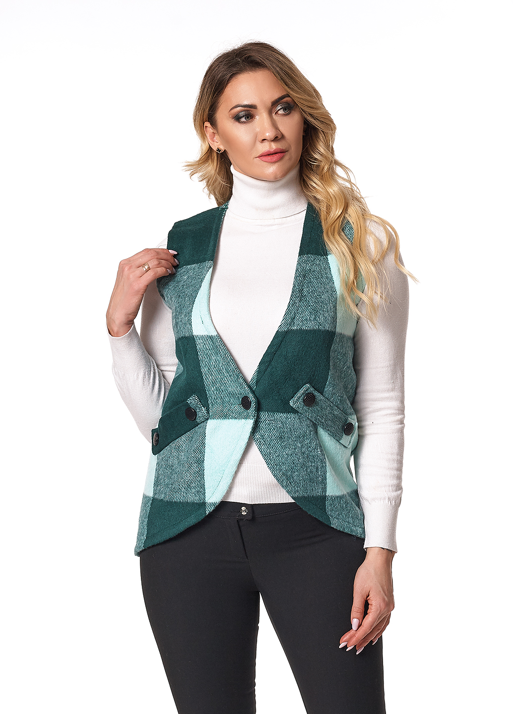 

Жилетка UT KR363 1959  зеленый клетка, Жилетка UT KR363 1959 44 зеленый клетка