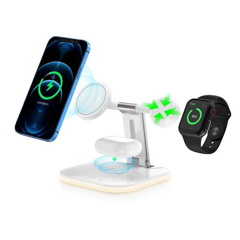 

Беспроводная зарядка 4 в 1 MagSafe Wireless Charger Station Dock - White / Белое