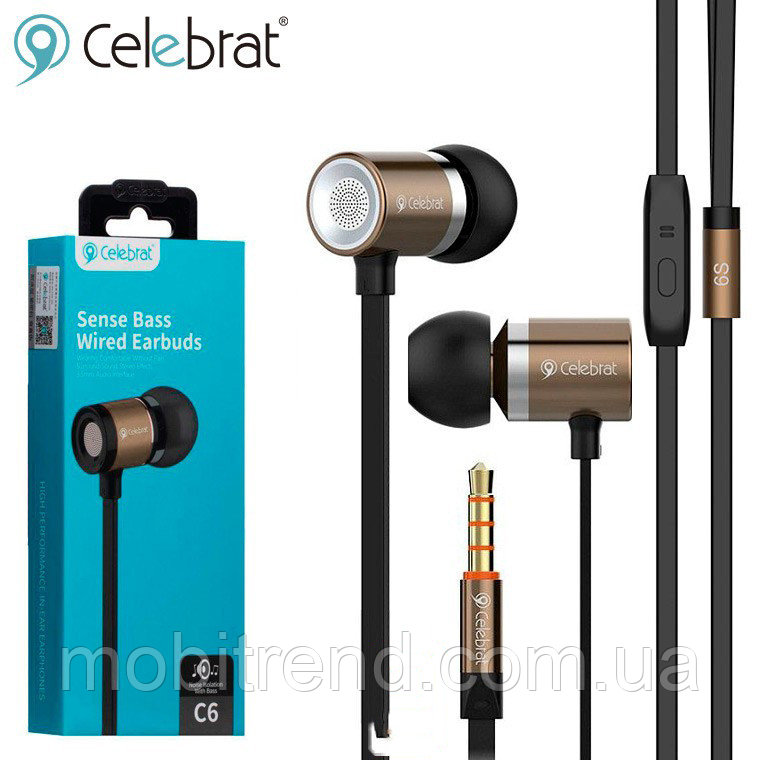 

Наушники с микрофоном Celebrat C6 — Brown (Коричневый)