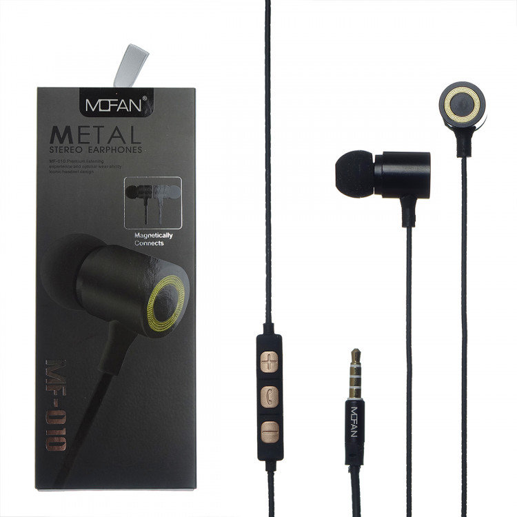 

Наушники Metal Magnetic с микрофоном MF-010 Black-Gold(Чёрный)