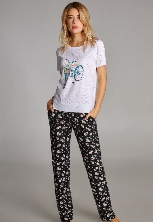 

Пижама женская со штанами Ellen LNP 298/001  бело-черный с розовым, Пижама женская со штанами Ellen LNP 298/001 3XL бело-черный с розовым