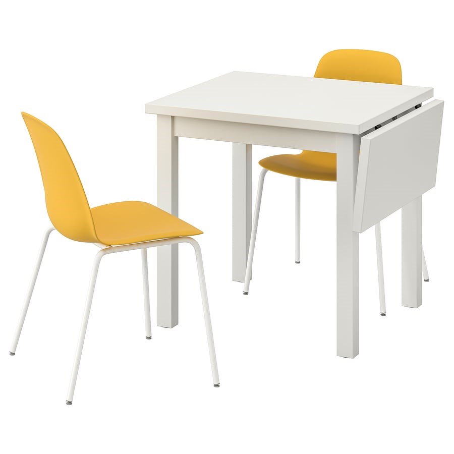 

Стіл та 2 стільці IKEA NORDVIKEN / LEIFARNE 74 / 104x74 см білий/жовтий (793.050.84)
