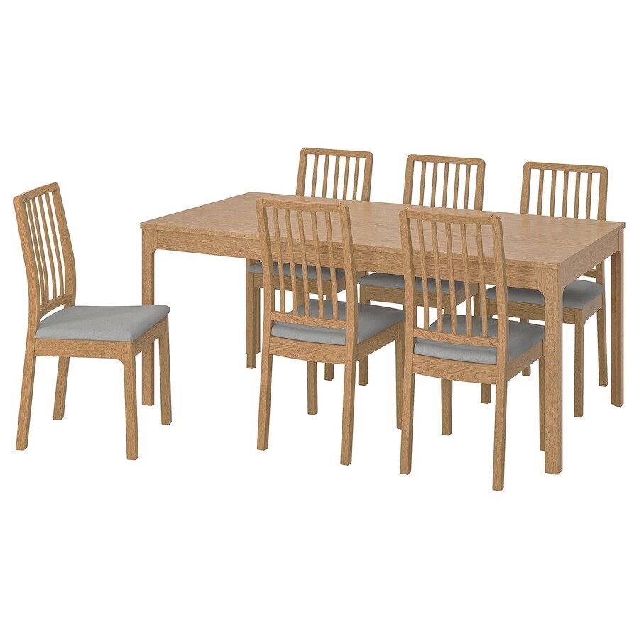 

Стіл і 6 стільців IKEA EKEDALEN / EKEDALEN 180/240 см дуб/сірий (292.968.50)