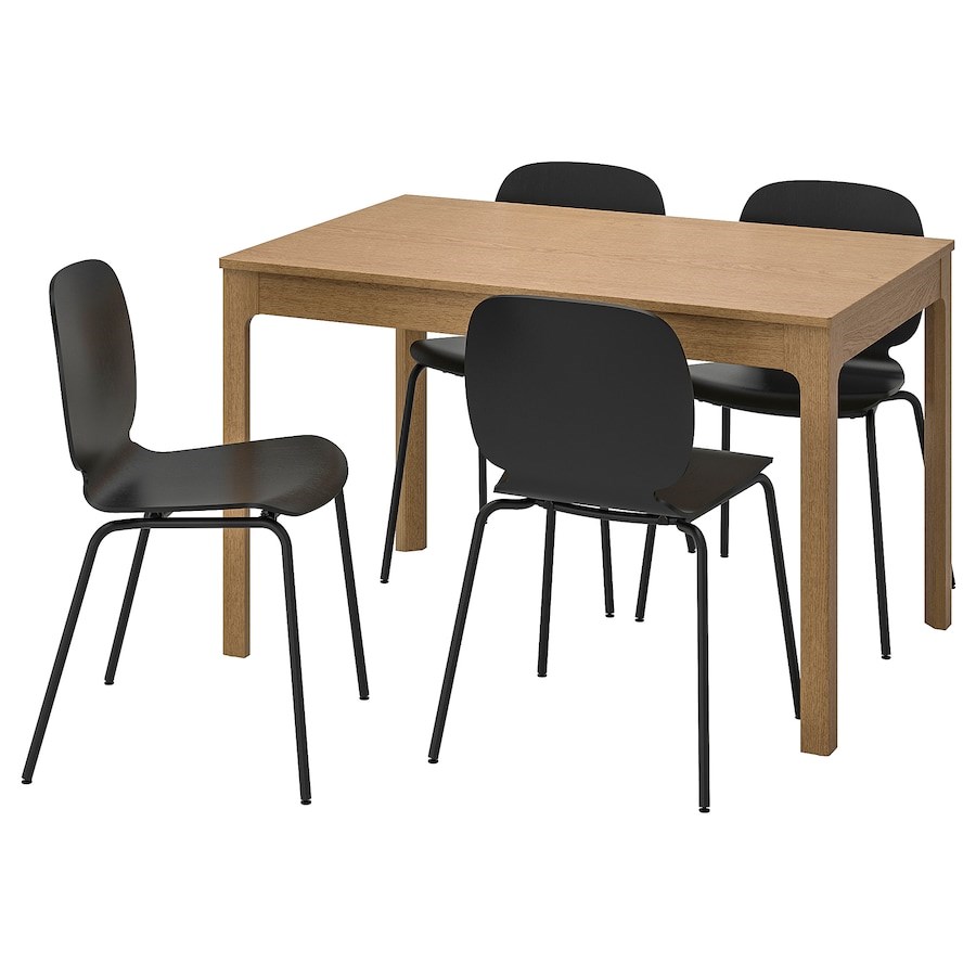 

Стіл і 4 стільці IKEA EKEDALEN / SVENBERTIL 120/180 см дуб/чорний (992.214.13)