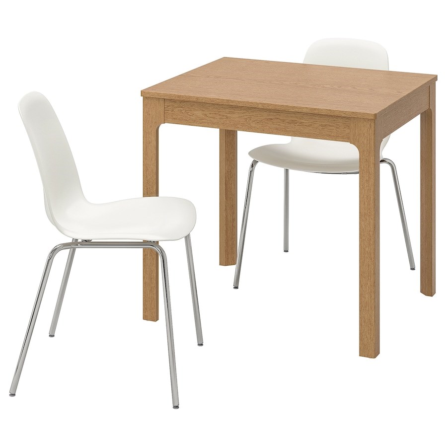 

Стіл і 2 стільці IKEA EKEDALEN / LEIFARNE 80/120 см дуб/білий (192.213.94)