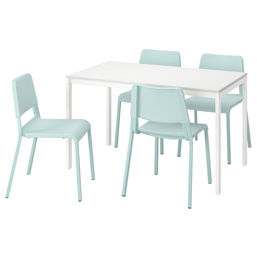 

Стіл і 4 стільці IKEA MELLTORP / TEODORES 125 см білий/світло-бірюзовий (493.886.84)