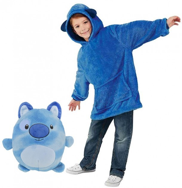 

Мягкая игрушка Детский плед с капюшоном и рукавами - толстовка Huggle Pets Hoodie синий собачка размер М