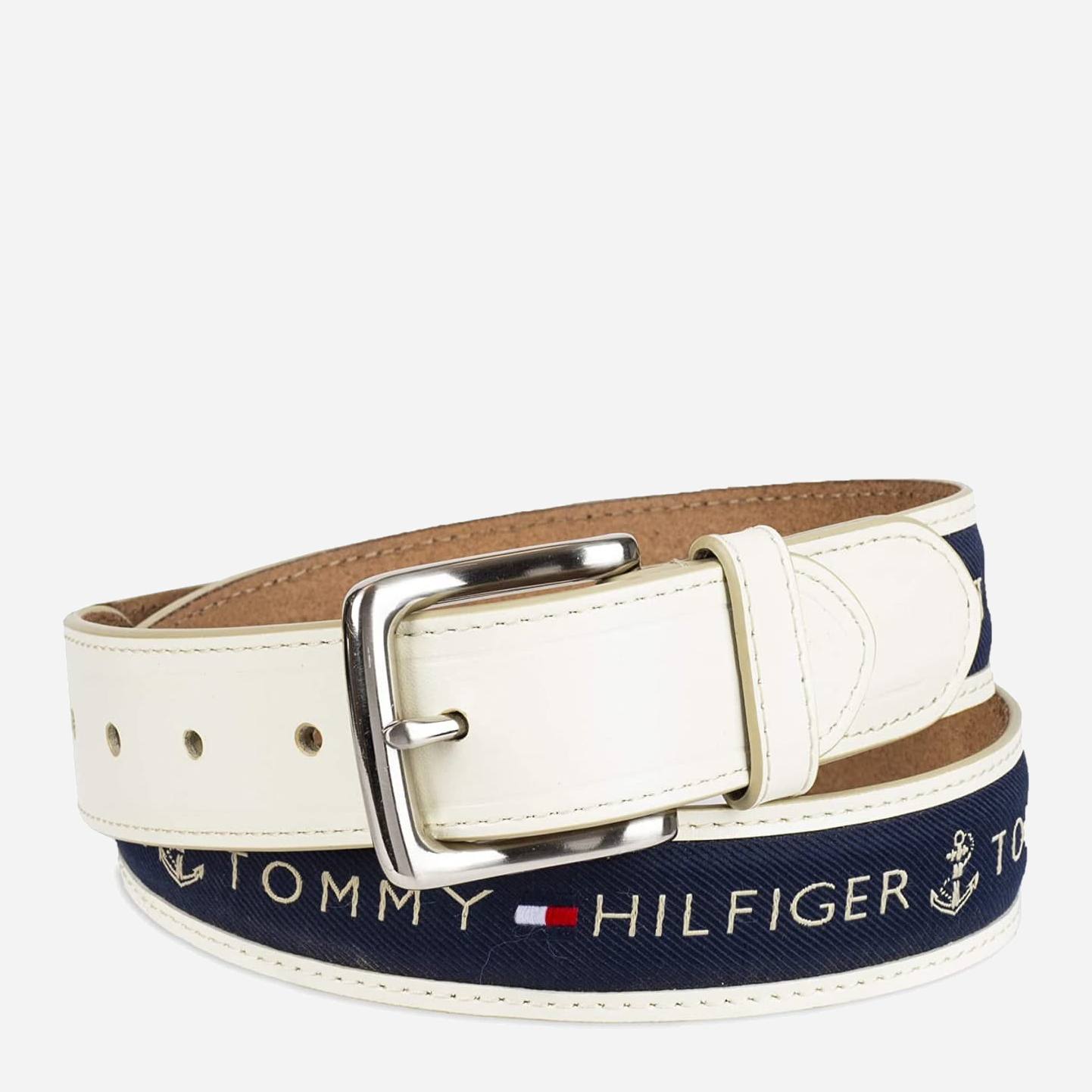 

Ремень двусторонний мужской Tommy Hilfiger 181514369 44 (129 см) Белый/Синий