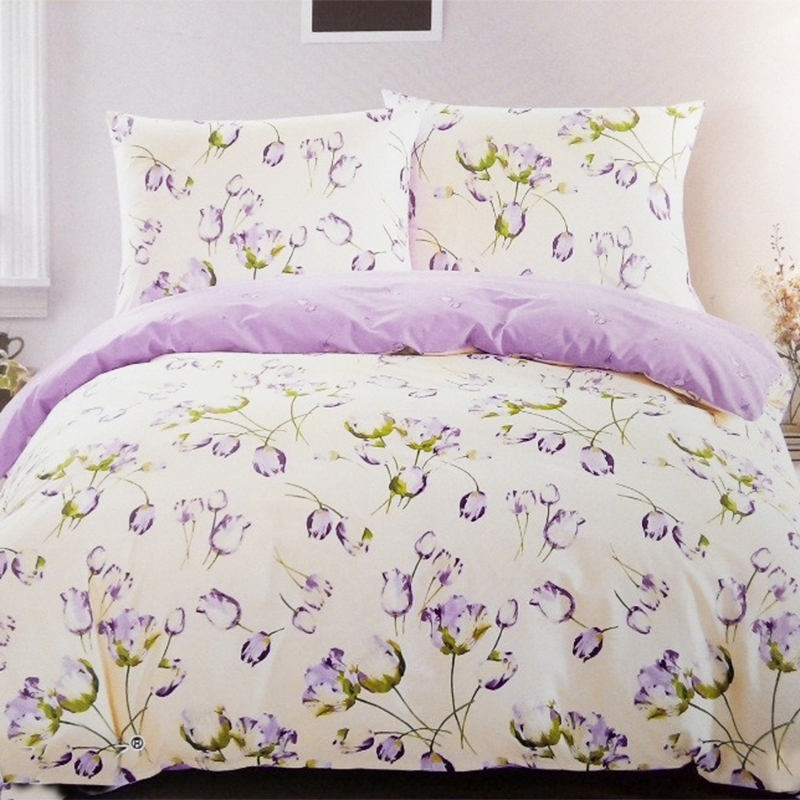 

Комплект постельного белья из сатина Tulips Молочный, Сиреневый 5054-p