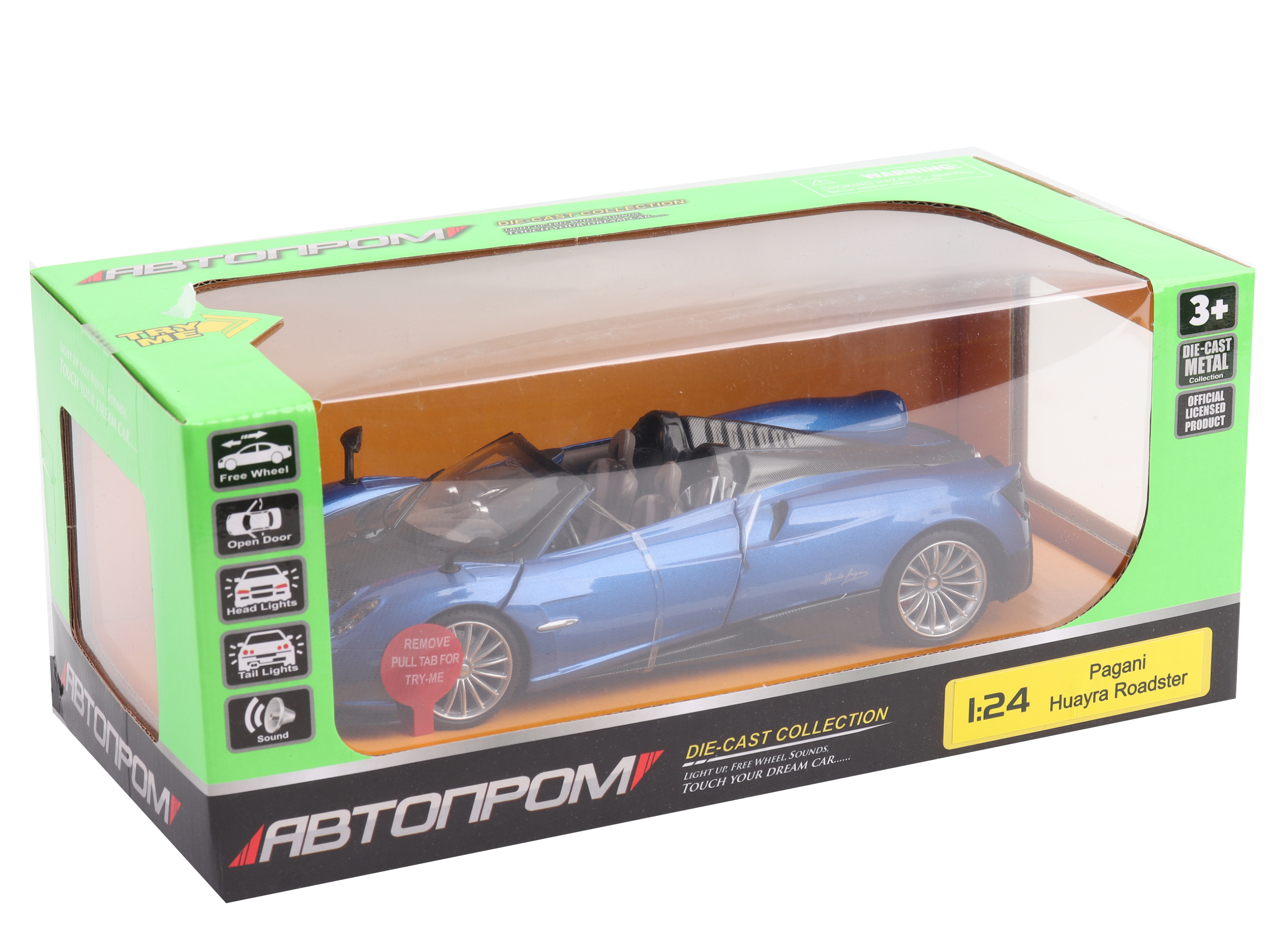 

Машина металл "АВТОПРОМ",1:24 Pagani Huayra Roadster 24,5*12,5*10см 68264B(B)