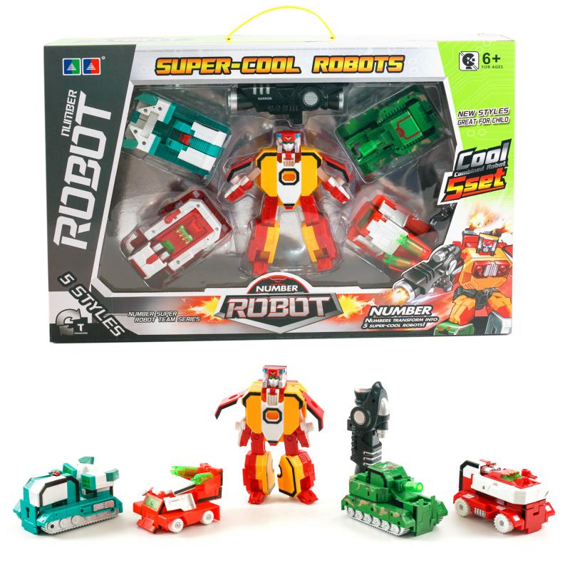 

Игровой набор Робот-Трансформер с 4 машинками/цифрами Super-cool robots