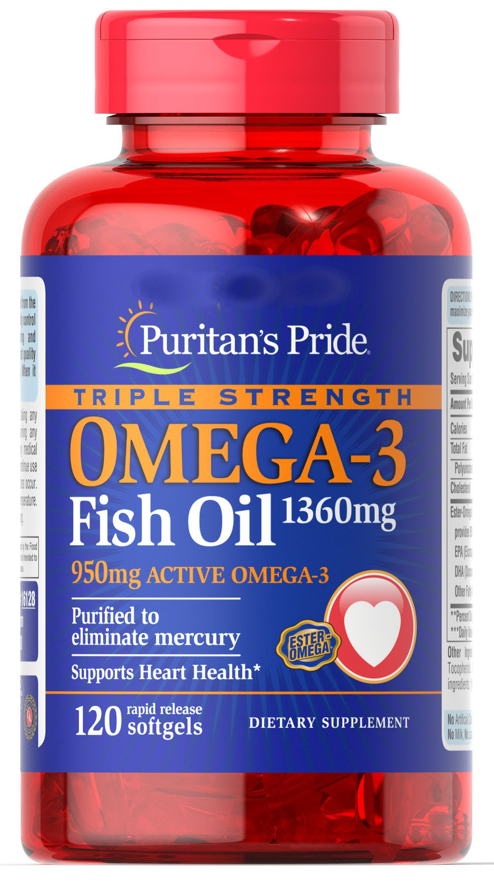 

Витамины Puritan's Pride Triple Strength Omega-3 Fish Oil 1360 mg 120 капсул (4384302297)