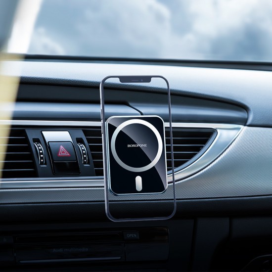 

Автодержатель магнитный Borofone Xperience с беспроводной зарядкой 15W