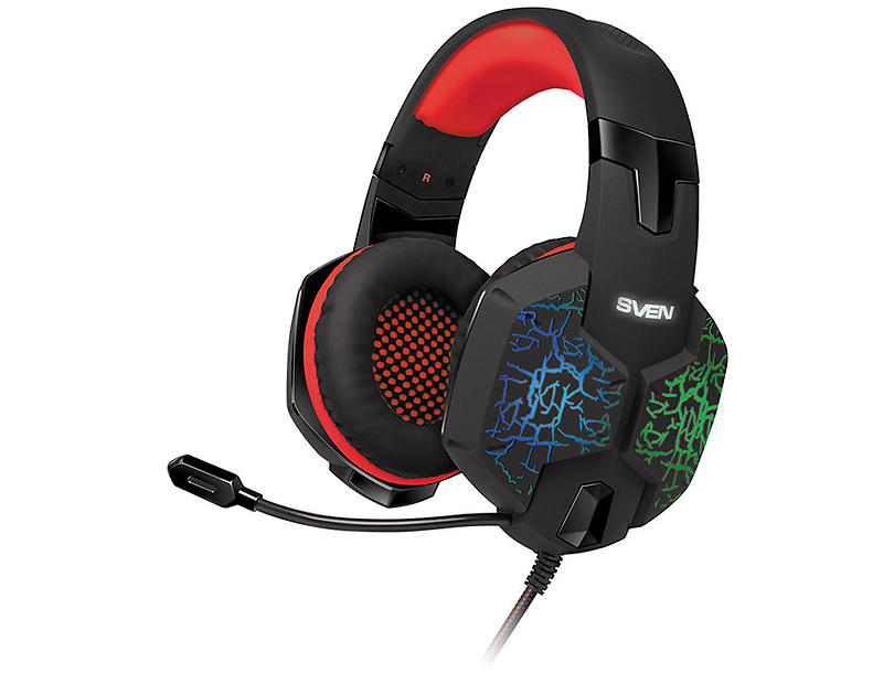 

Наушники с микрофоном (гарнитура) кожаные SVEN AP-U988MV black-red USB, звук 7.1