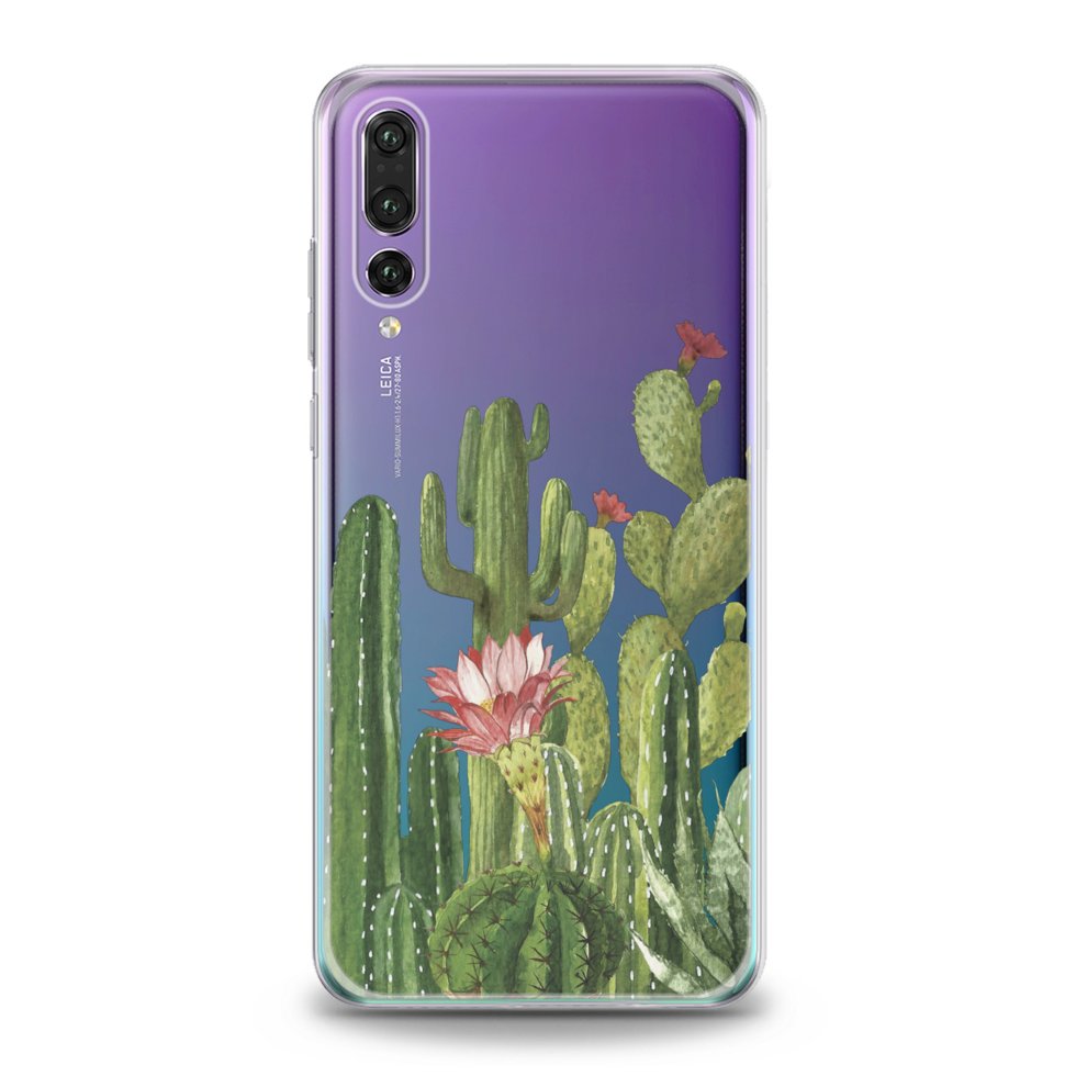 Чехол силиконовый для Huawei (Большие кактусы) P10 хуавей silicone case ...