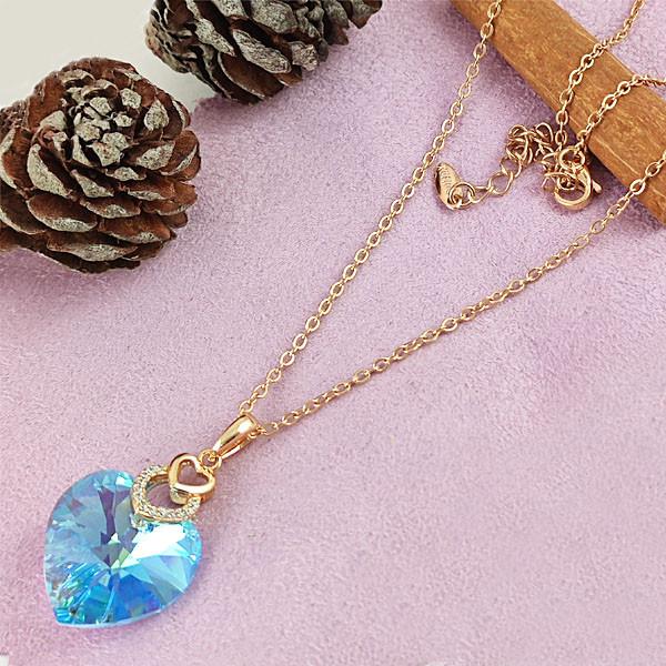 

Кулон с цепочкой SW 40/45 см Аквамарин медицинское золото позолота 18К А/В 7-0188