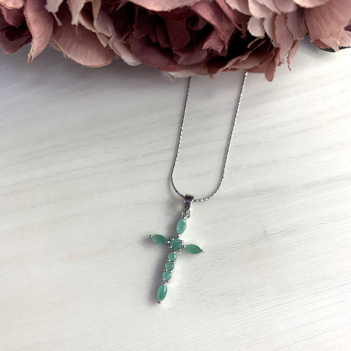 

Серебряный крестик SilverAlex с изумрудом