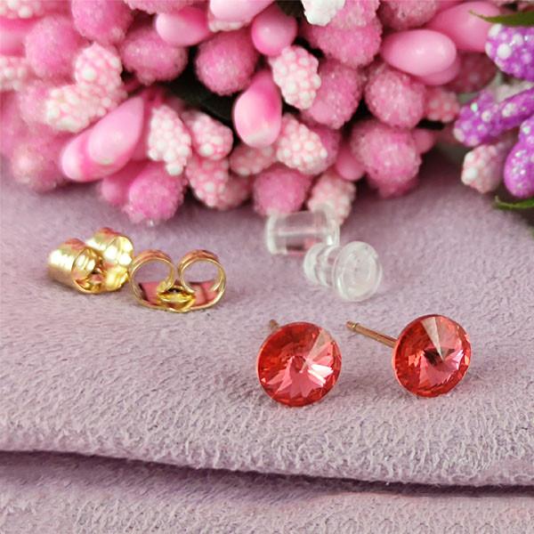 

Серьги гвоздики SWAROVSKI 6 мм х 6 мм Парпараджа медицинское золото позолота 18К А/В 7-0166