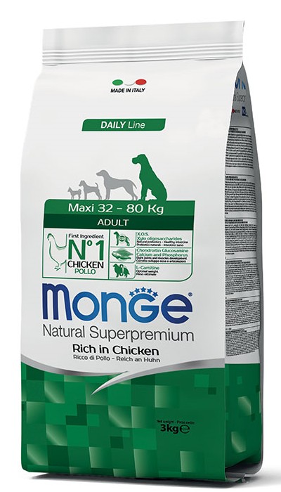 

Сухой корм Monge Maxi Adult Rich in Chicken для взрослых собак больших и очень больших пород со вкусом курицы и риса 15 кг (8009470006132)