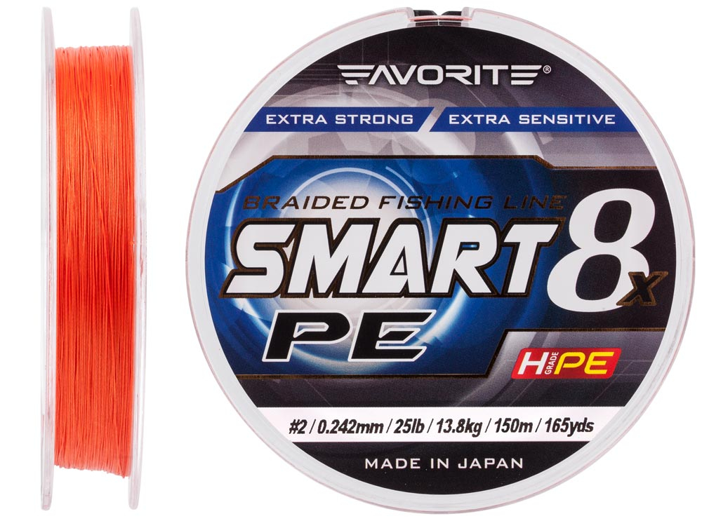 

Шнур Favorite Smart PE 8x 150м (red orange) #2/0.242mm 25lb/13.8kg (арт.123416931085)