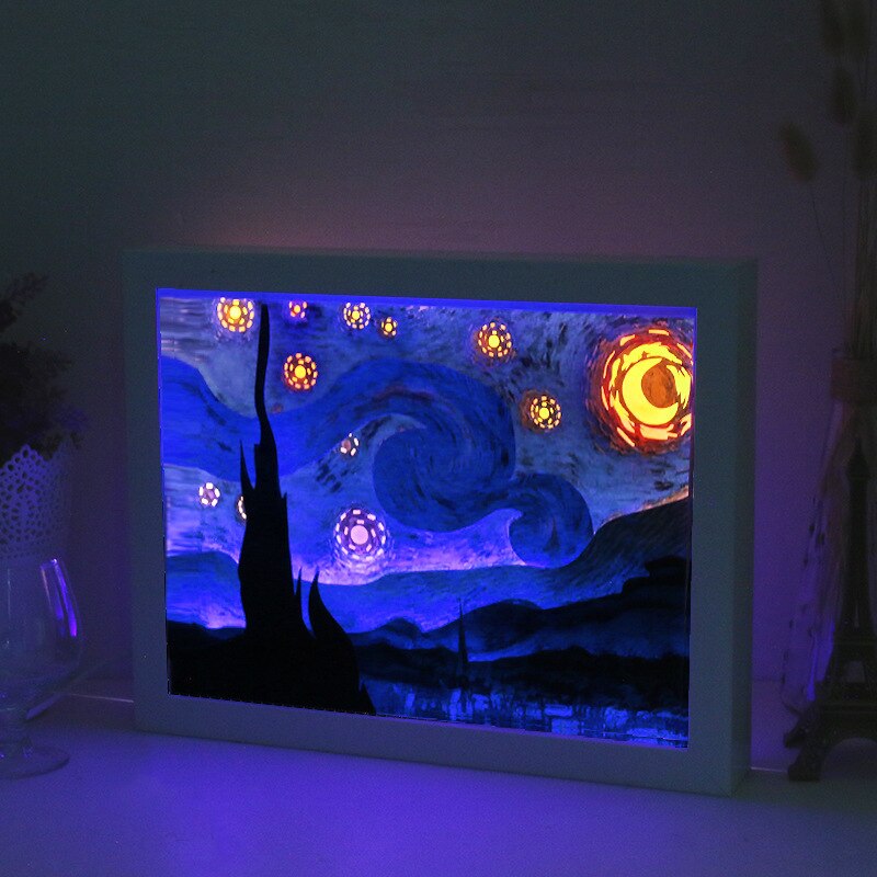 

3D настольная картина-ночник Ван Гог "Звёздная ночь" 3DTOYSLAMP